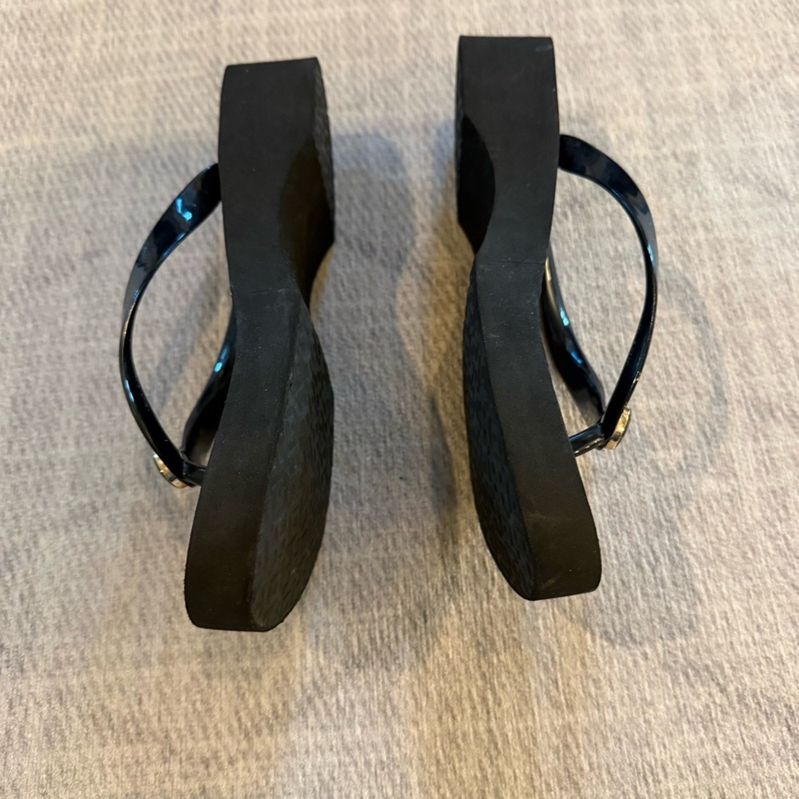 Tory Burch Glossy Black Flip Flop Platform Sandals 8 thumbnail 3