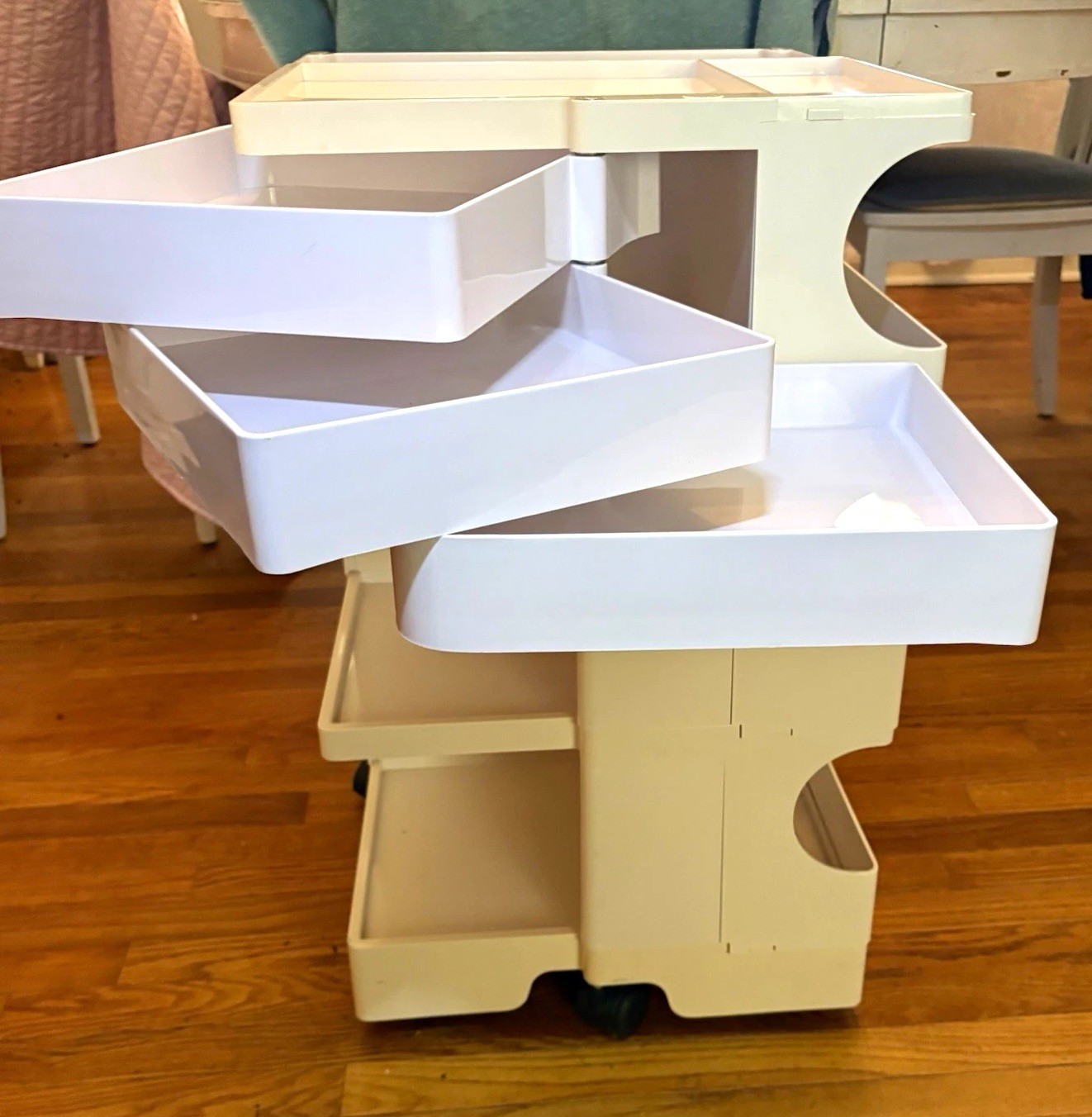 Joe Colombo White Rolling Storage Cart Organizer, 16in W x 10in L, Tall