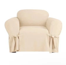 Heavyweight Cotton Duck Armchair Box Cushion Slipcover - One Piece Slipcover New