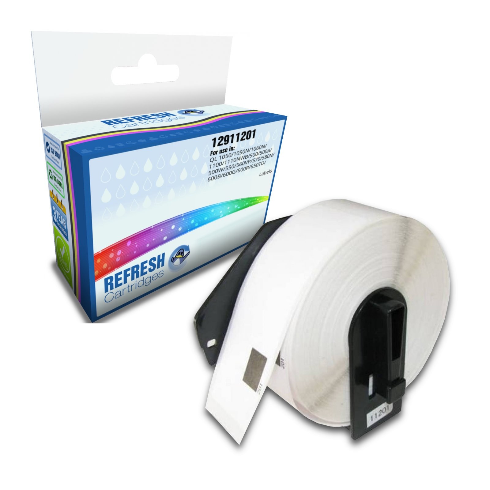 Refresh Cartridges DK-11201 29x90mm Address Label Roll For Brother P-Touch