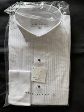 Neil Allyn 15 34/35 White Pleated Tuxedo Formal Shirt Wing Collar