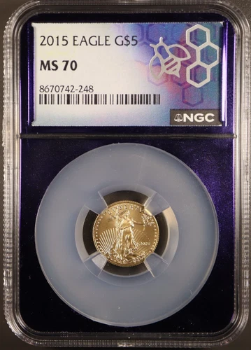 2015 Gold Eagle G$5 NGC MS70 Purple Trader Bea Core 5 Dollar 1/10th Oz 🔥🔥