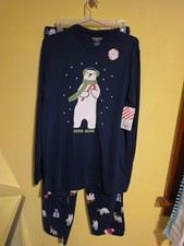 NWT North Pole Men's Size Small "Papa Bear" Polar Holiday Navy Pajamas Christmas