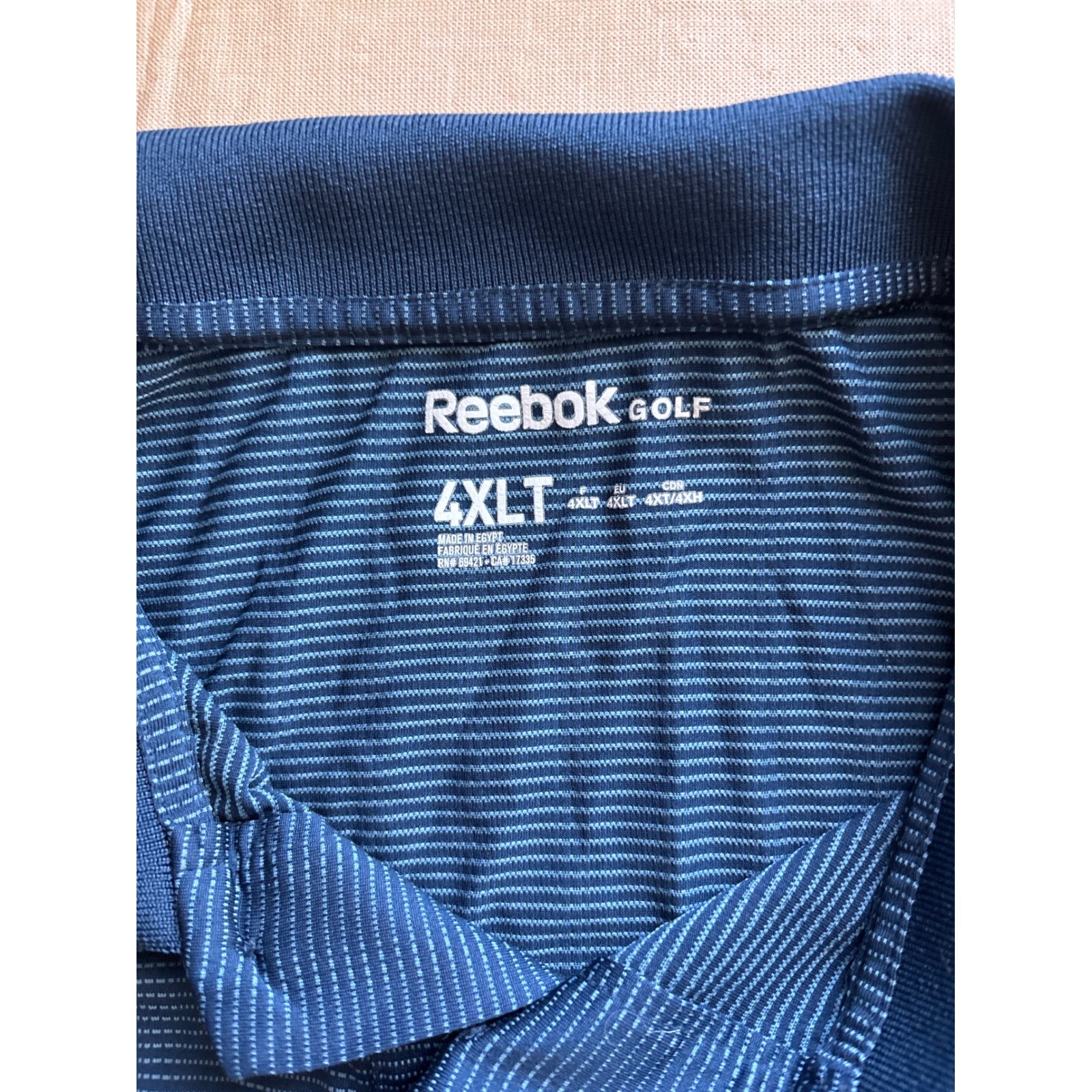 Reebok Golf Mens Blue Striped Performance Polo Shirt 4XLT Big Tall Short Sleeve thumbnail 3