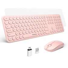Cute Wireless Keyboard and Mouse Combo Slim 2.4GHz USB Cordless Full Size Sil...