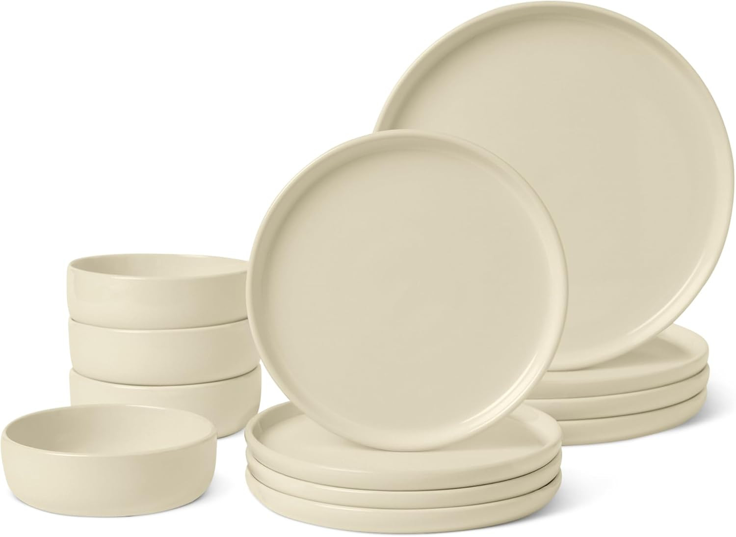 Glazed Stoneware Dinnerware 4 Full Place Settings Ivory