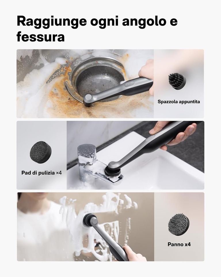 Set 3 Spazzole Pulizia WC Sottobordo In Plastica, Manico Curvo A S, Setole Morbide, Per Angoli Ciechi, Lavello, Binari E Scarichi, Colori Verde Rosa Blu