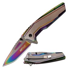 Cuchillo asistido por resorte MTech USA con mango y clip de acero inoxidable recubierto TiNite