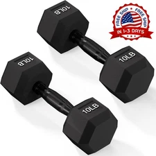 Par de pesas de mano de 10 lb con mango de metal antideslizante (Negra) NUEVO US