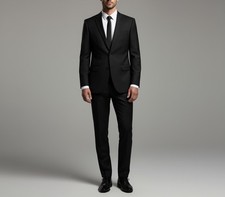 Men  s Black Slim Fit Suit  2 Piece Bespoke Tailored  Business Wedding Formal