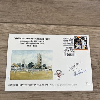 1991 First Day Cover Somerset CCC Centenary Signed x 2 Tavare & Benson