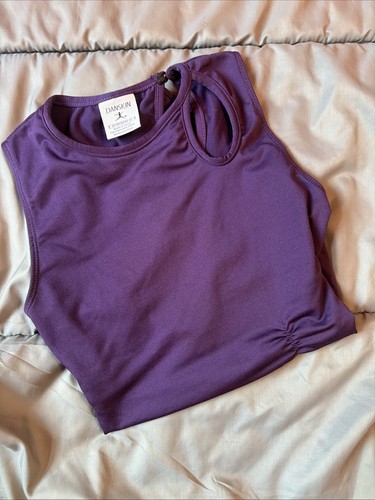 Vintage Danskin Purple Dance Leotard Womens 0-2 Front Keyhole Sleeveless Ballet