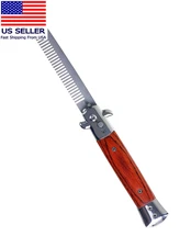 Switchblade Comb Pocket Knife Hair Brush Automatic Push Button Folding Barber (W