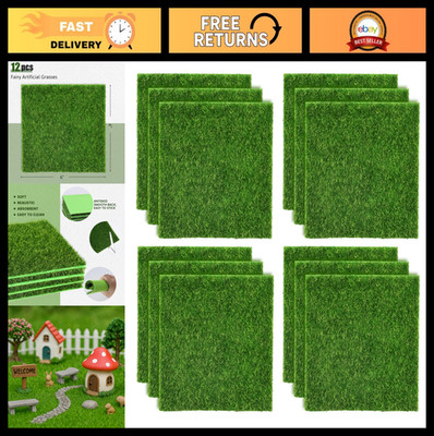 12 Packs 6'' x 6'' Artificial Grass for Miniature Garden, DIY Dollhouse Decor