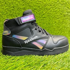Reebok BB4500 High Mens Size 6 Black Blue Pink Leather Composite Toe Work Shoes