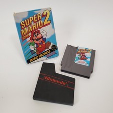 Super Mario Bros 2 NES 1988 Box Cartridge Dust Sleeve REV A Worn Untested