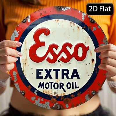 Blechschild rund Esso Extra Motor Oil Vintage Retro Metallschild TEL4523