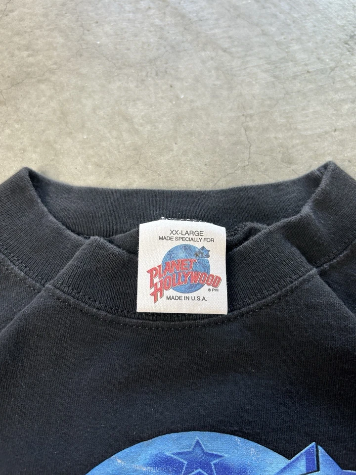 Camiseta Oficial Planet Hollywood 1991 De Colección Talla 2XL Las Vegas Excelente Desvanecimiento Foto 3 de 4