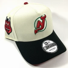New Era NJ Devils Exclusive Metallic Cream UV 9FORTY A-Frame Snapback Hat Cap