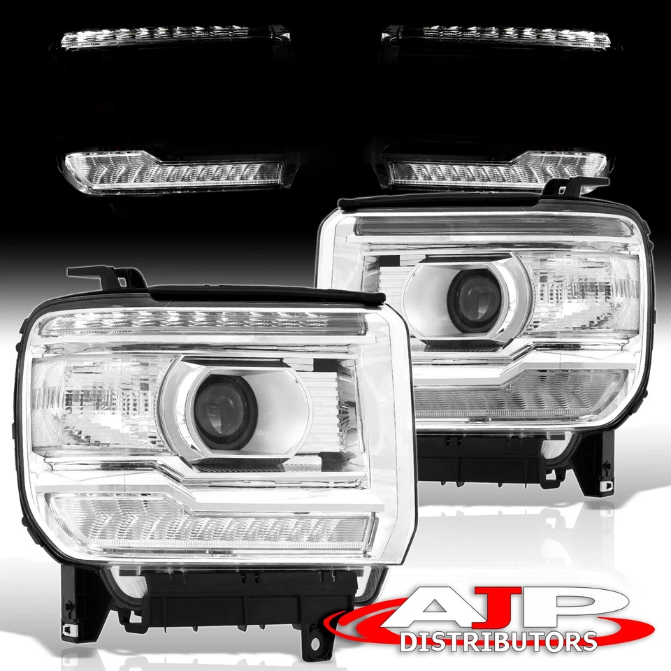 Clear OE Style LED DRL Head Lights Lamps For 2014-2018 GMC Sierra 1500 2500 3500 — 第 2/4 张图片