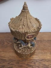 Beautiful Classic Wooden Looking Carousel 10.5" Tall Horse Pony Vintage Feel