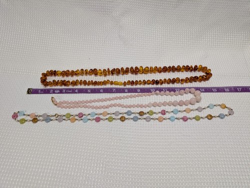Vintage Multicolor Beaded Necklace Lot, Glass & Plastic, Set of 3 - Picture 8 of 8