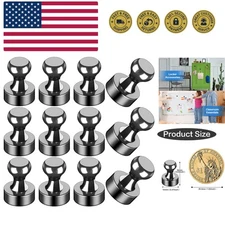 12 Pcs Strong Black Fridge Magnets Set for Stylish Home & Office Organization