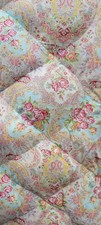 Sweet Vintage Feather Eiderdown Quilt  Pink Roses on Duck Egg Blue 