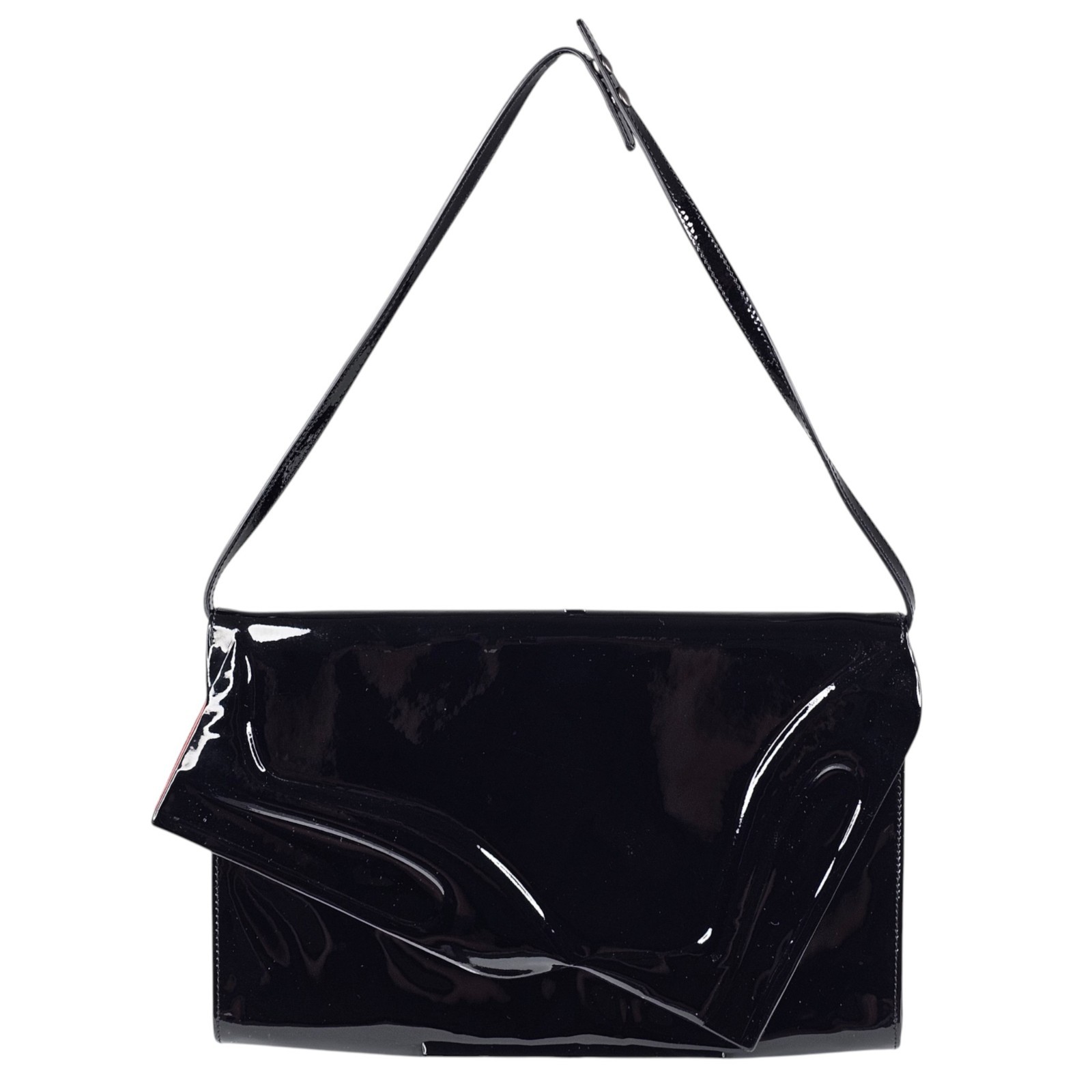 Christian Louboutin Pigalle Silhouette Womens Black Patent Leather Clutch Bag