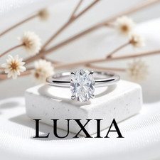 Oval Cut Moissanite Bridal Ring Set in 18K White Gold & Silver -Contact Us First
