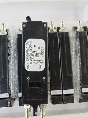 Airpax CERB1-41231-40-T Slimeline Circuit Breaker, 40 Amp 80 VDC, New