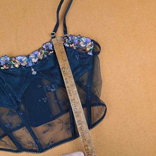 Honey Birdette Corset Top Womens XL Black Embroidered Floral Bustier Lingerie - Bild 8 von 13