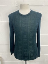 Versace Collection Jacquard Crew Knit Jumper Size Medium Dark Green