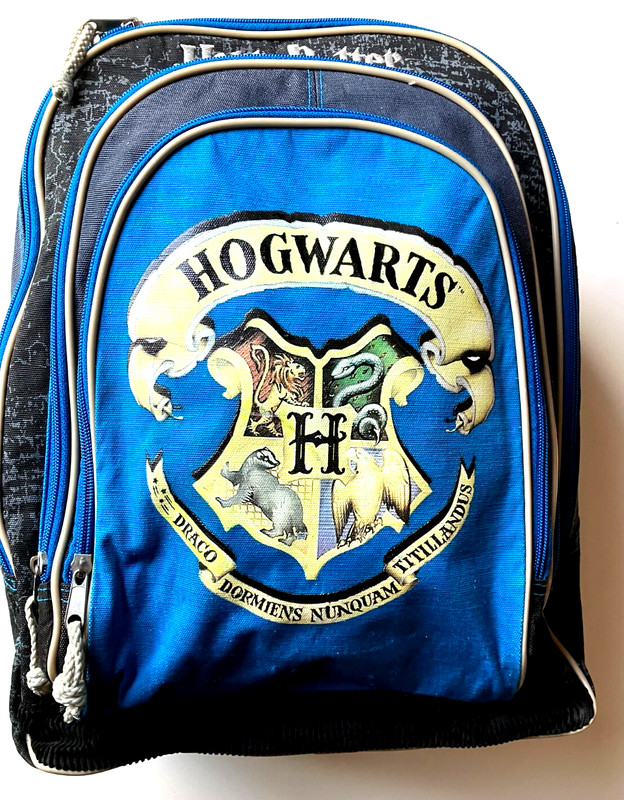 RARE Harry Potter 16" HOGWARTS RAVENCLAW Blue Silver Denim Backpack VINTAGE