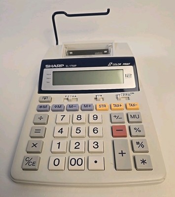 Sharp 12-Digit 2 Color EL-1750P Printing CALCULATOR, Adding Machine Mint Cond. 