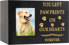 Pet Urns for Dog or Cat Ashes, Wooden Pet Memorial Urns with Photo Frame, Pet Cr