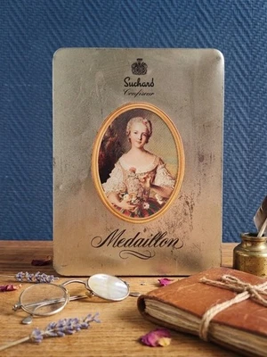 Boîte à Chocolats Vintage Suchard Medaillon avec Portrait Style XVIIIe - vintage - Photo 1/4