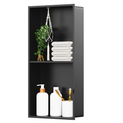 No Tile Shower Niche Stainless Steel Wall Niche 12'' X 24'' Two-Tier Bathroom S...