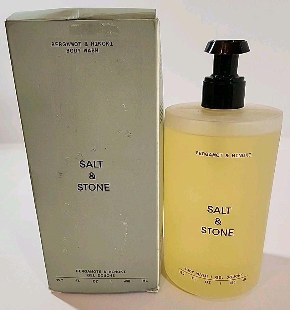NEW Salt & Stone Body Wash Gel with Antioxidants Bergamot & Hinoki 15.2 fl oz