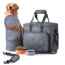 Dog Travel Bag, Leather Travel Pet Bag Set for Dog and Cat, Airline Approved ...