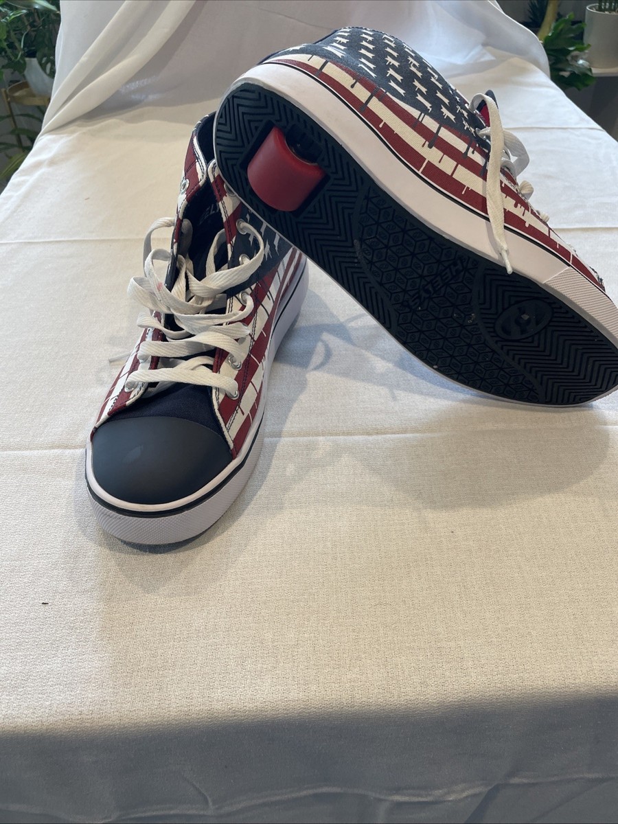 🛹Heelys Hustle 778102 High Top American Flag Skate Sneakers Men’s Size 12  VGUC