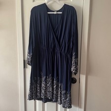 Old Navy Womens Navy Blue Flower Print Dress Size XL Extra Large E9