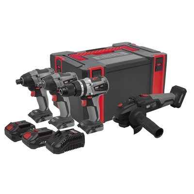 Sealey SV20 Serie Kabellos Elektrowerkzeug Set 20V Euro-Stecker 2 Batterien