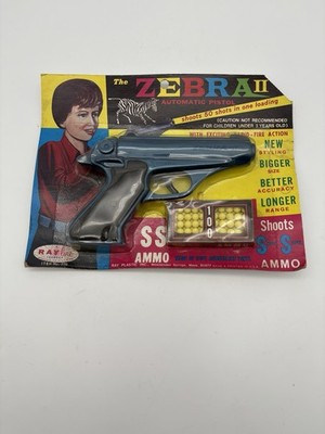 Vintage RayLine Zebra II 2 Super Shot Toy Pistol Gun w/ Ammo NEW