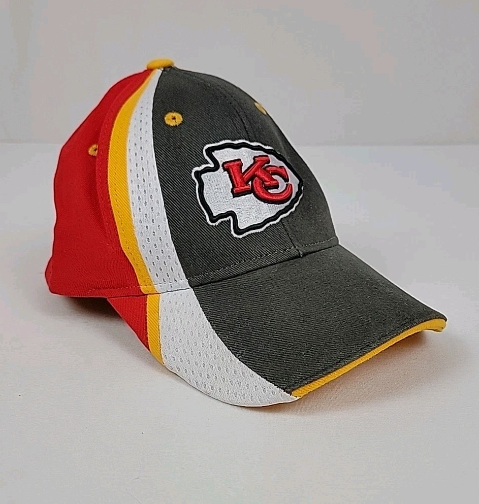 Vintage Reebok KC Kansas City Chiefs Striped Hat OSFA One Size Fits All View 3