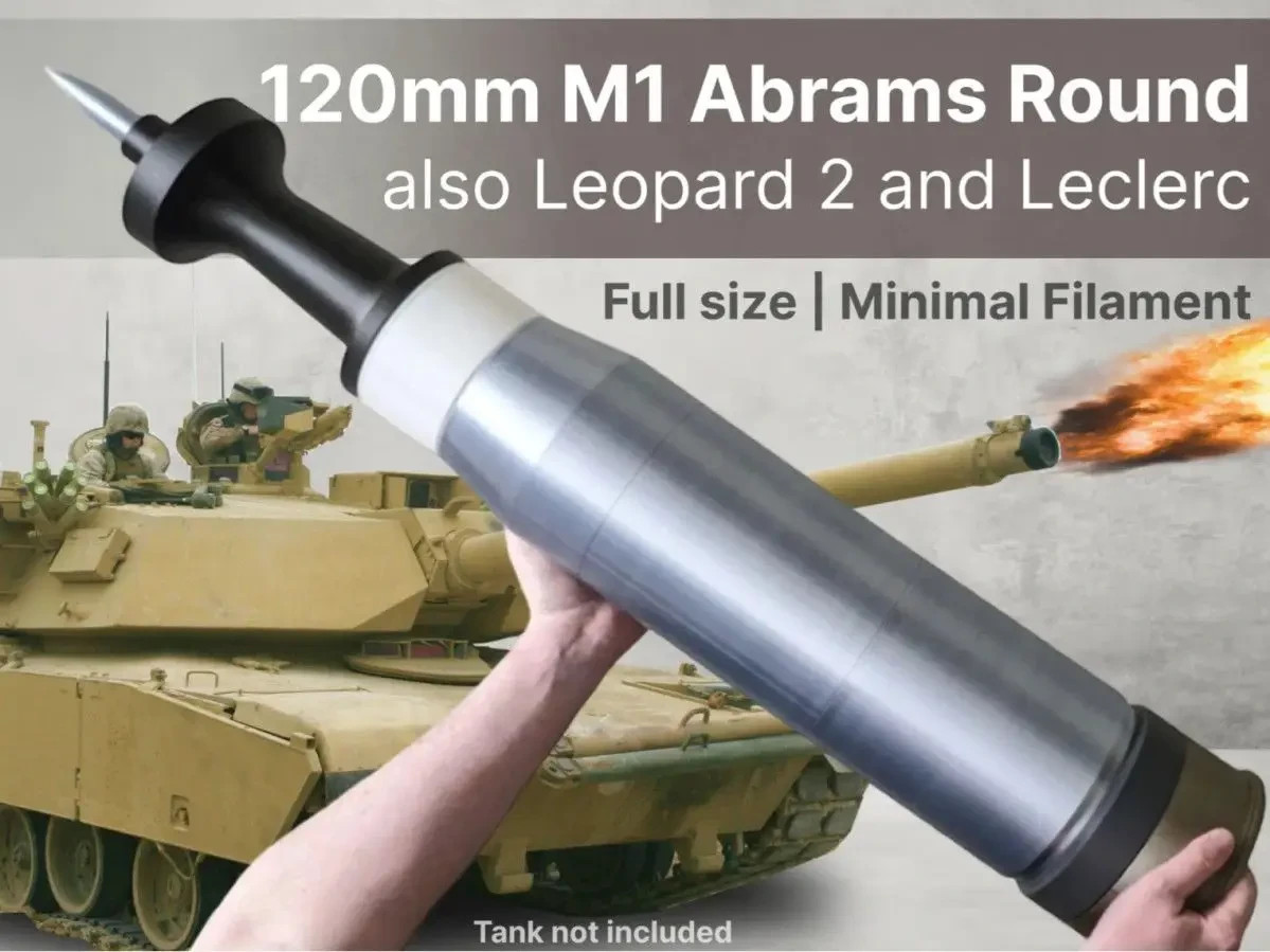 M1 Abrams Leopard 2 Tank 120mm Shell Assembly Model Toy 3D Print Military Armor