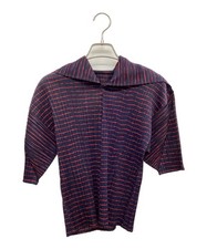 PLEATS PLEASE short-sleeved blouse 3 Navy x Red Ext 