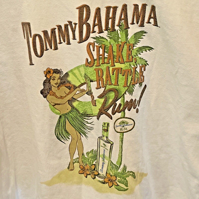 Vintage Tommy Bahama T Shirt Mens Large- Shake, Rattle & Rum - White Hula Girl