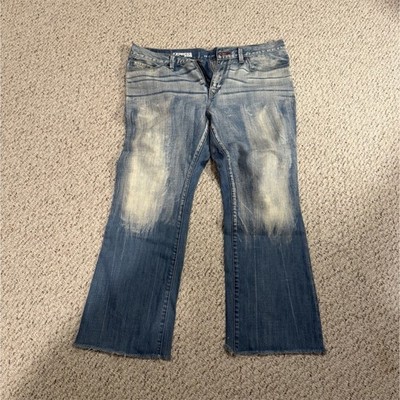Express Men s Bootcut Jeans Blue Light Wash Denim Solid 5-Pocket Zip Button
