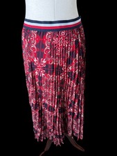 Tommy Hilfiger Womens Med Paisley Pleated Maxi Skirt Pull on Elastic Waist